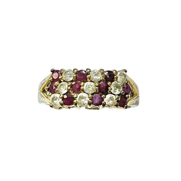 Vintage Estate Ruby Ring Size 7.5 18K Gold Plated Signed GRK Flaws - Picture 16 of 16